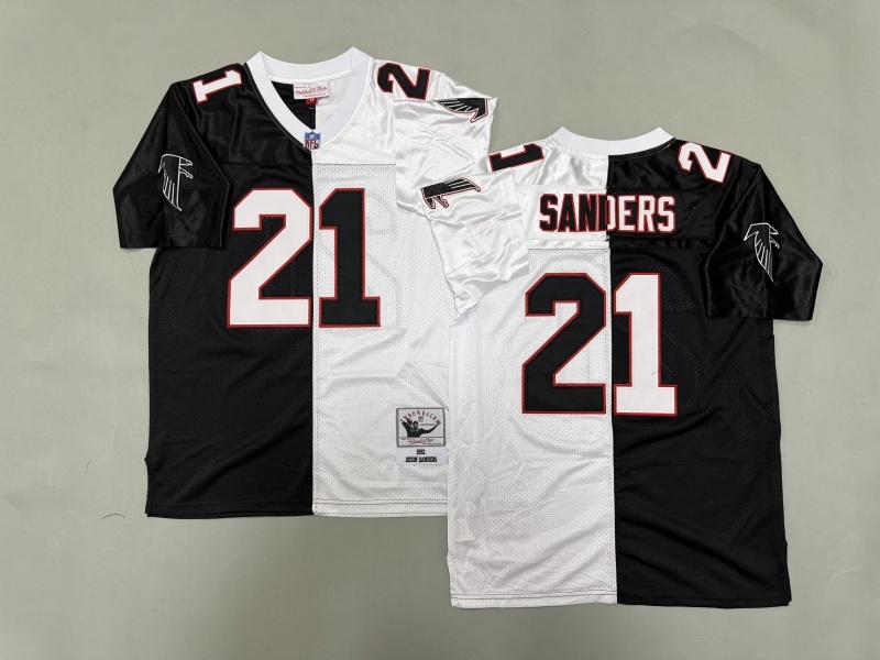 Men 2025 Atlanta Falcons #21 Sanders black white Throwback Limited NFL Jersey style 001->atlanta falcons->NFL Jersey